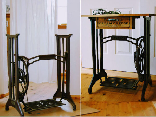 もらったミシン脚をテーブルにリメイク！引き出しも付けたよ - スプンク