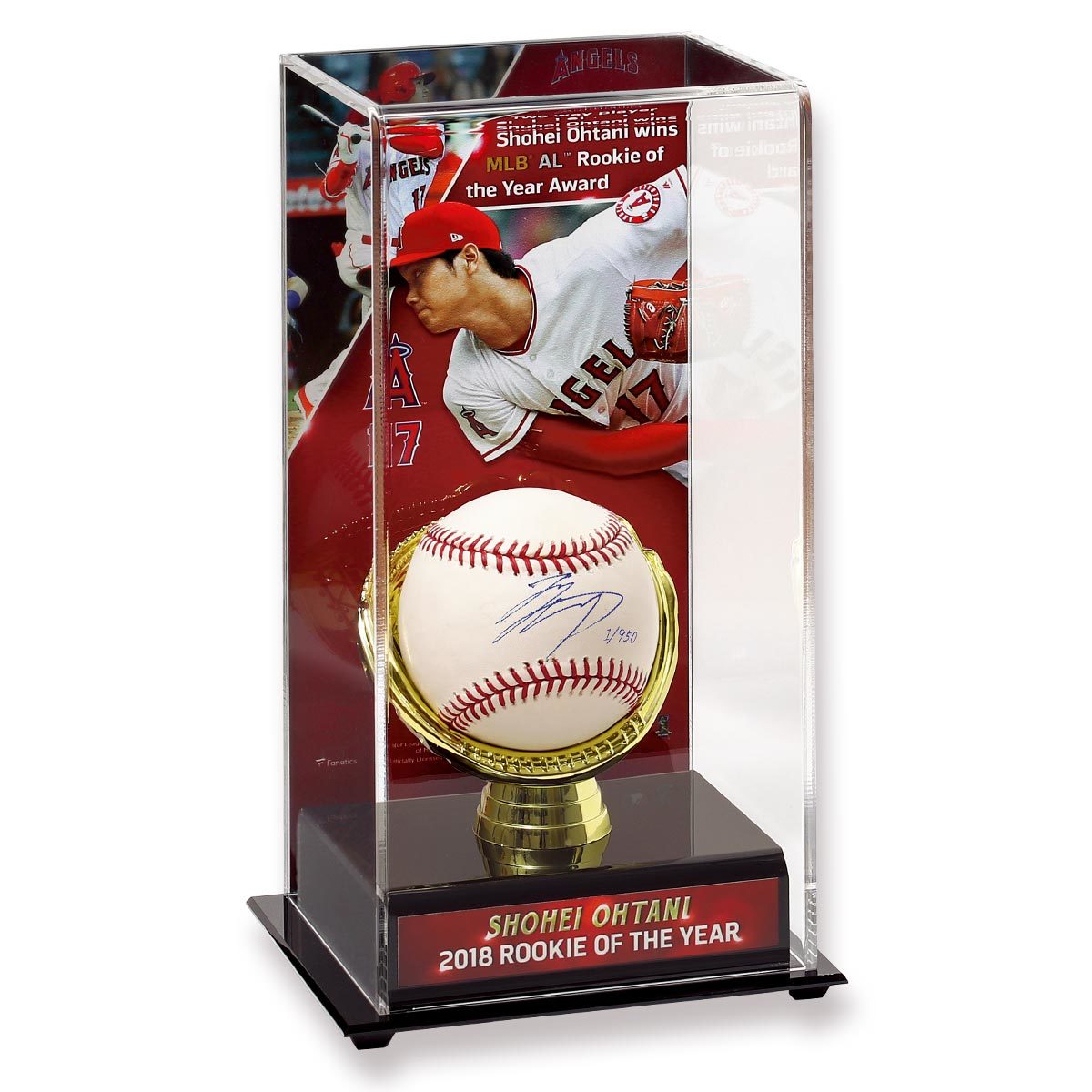 MLB最優秀新人賞受賞記念】大谷翔平サインボール 特製展示ケース入り