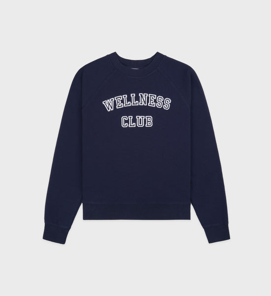 Wellness Club Soft Crewneck - Navy/White – Sporty & Rich