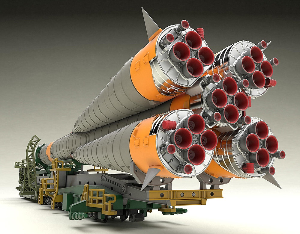 MODEROID 1/150 Plastic Model Soyuz Rocket & Transport Train