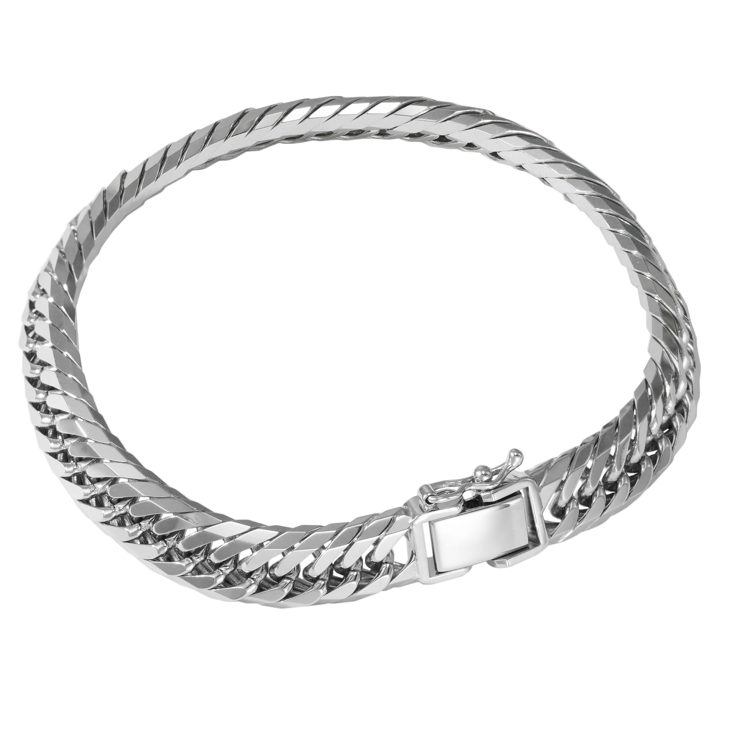 K18WG 18金 ホワイトゴールド 喜平ブレスレット 8面トリプル フラット