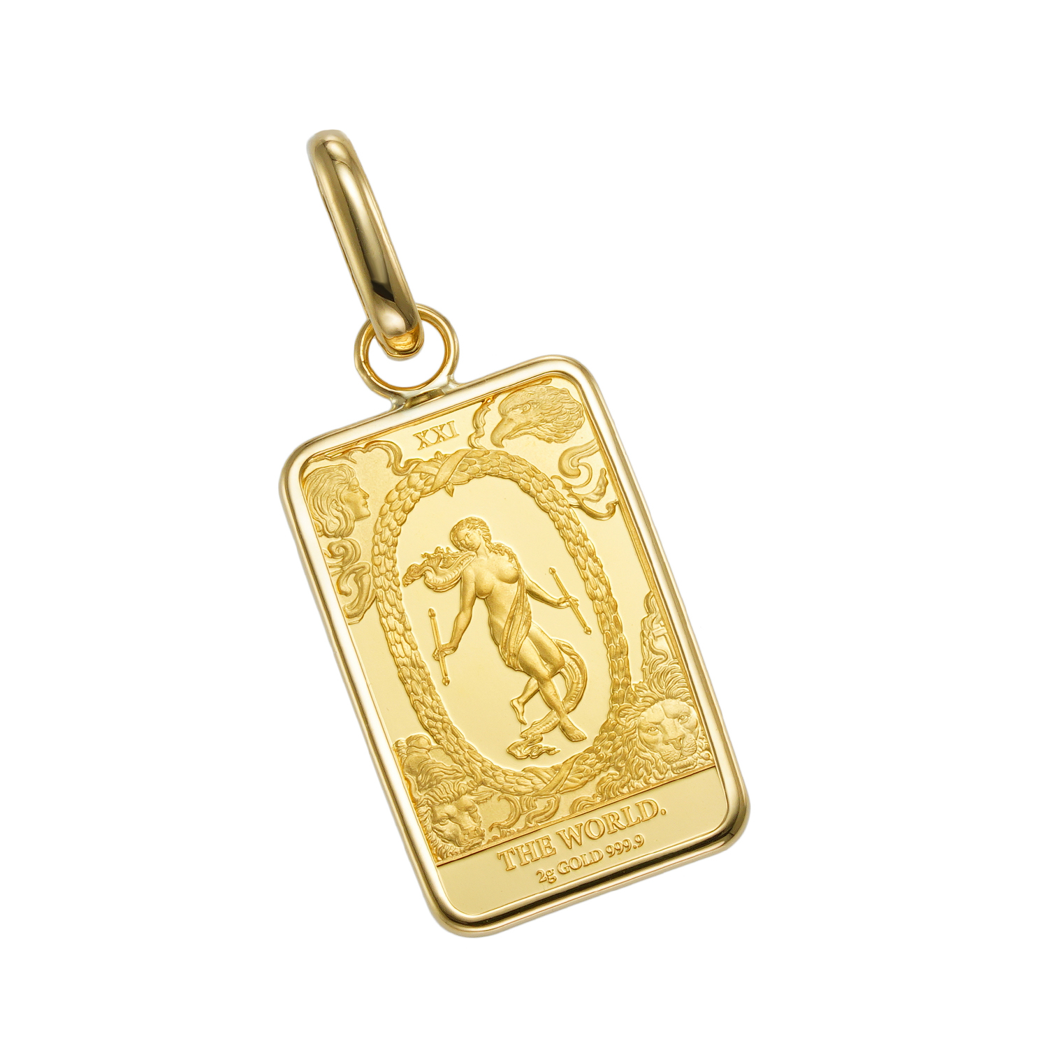 K24 純金 コイン ペンダント タロットカード XXI 世界 2g シンプル