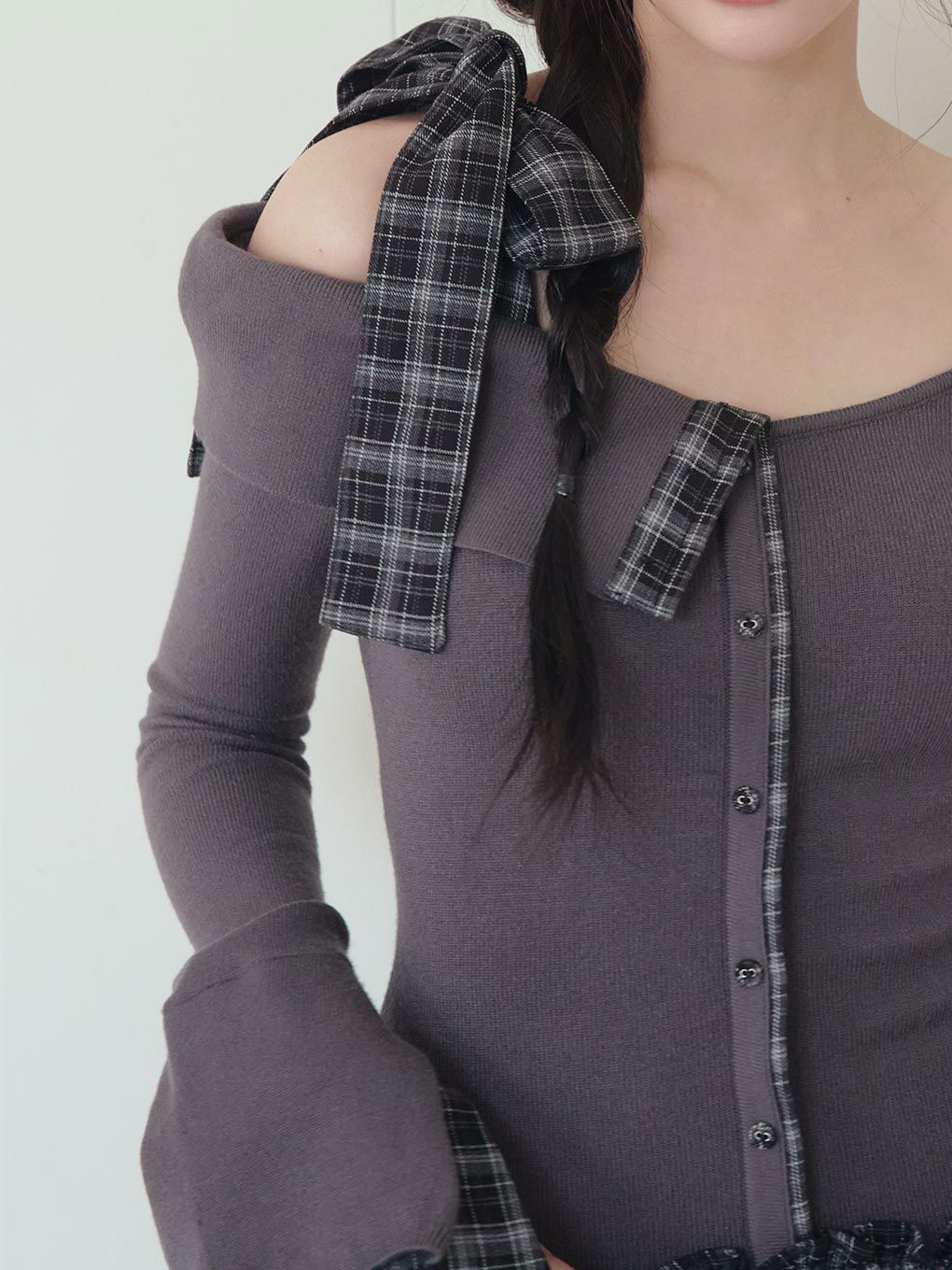 BUBBLES】チェックリボンワンショルワンピース | sparkling mall