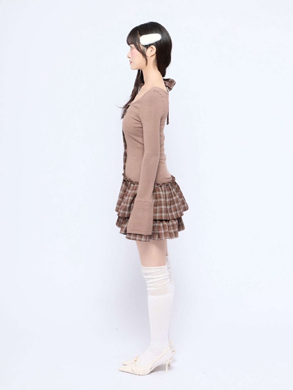 BUBBLES】チェックリボンワンショルワンピース | sparkling mall