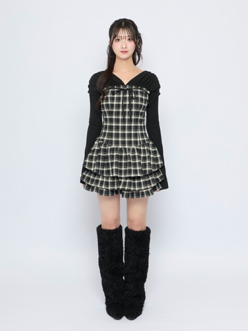 BUBBLES】チェックレイヤードワンピース | sparkling mall online store