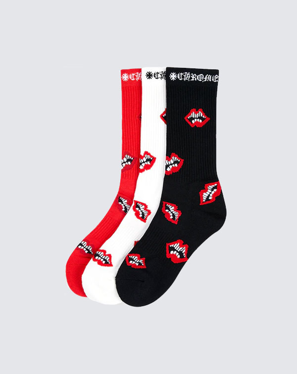 Chrome Hearts 3-Pack Chomper Socks Multicolor | SPLY