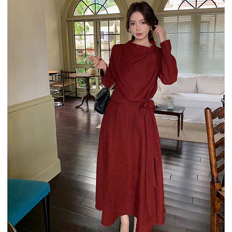 エレガントロングワンピース 赤・緑 高見え