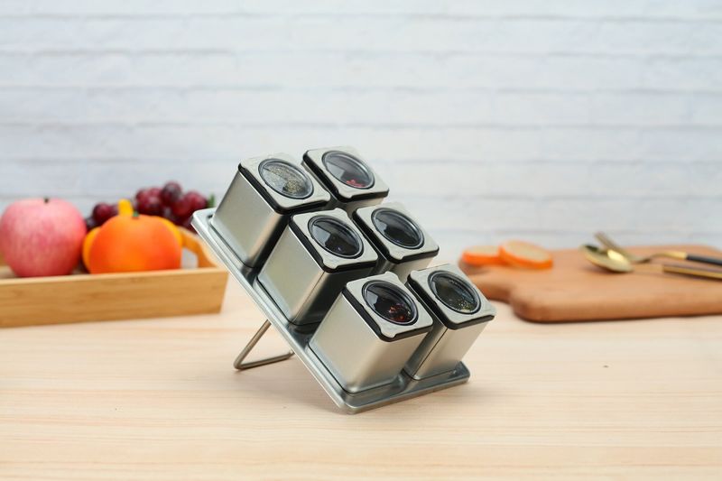 Porta Condimentos Magnéticos 7 Peças em Inox 60ml Kenya - Spicy