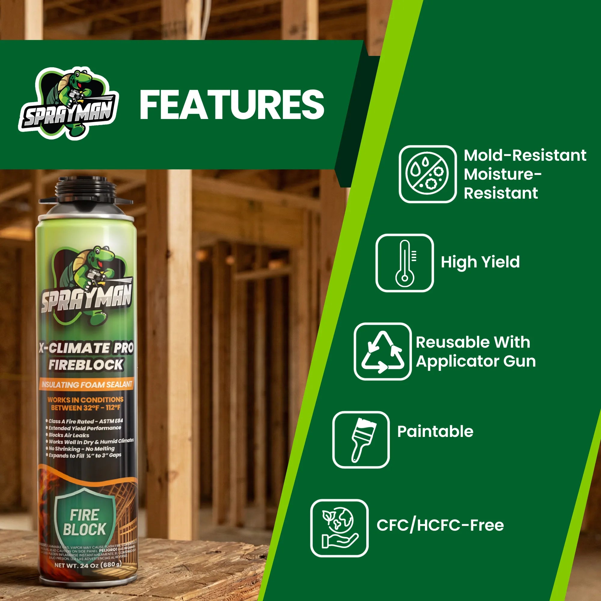 X-Climate Pro Fire Block Foam Sealant | Air-Sealing Fire Block