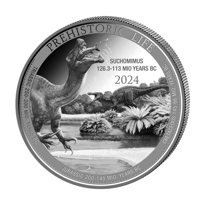 Prehistoric Life II Silver Coin: Sukhomimus 2024, 1 oz.