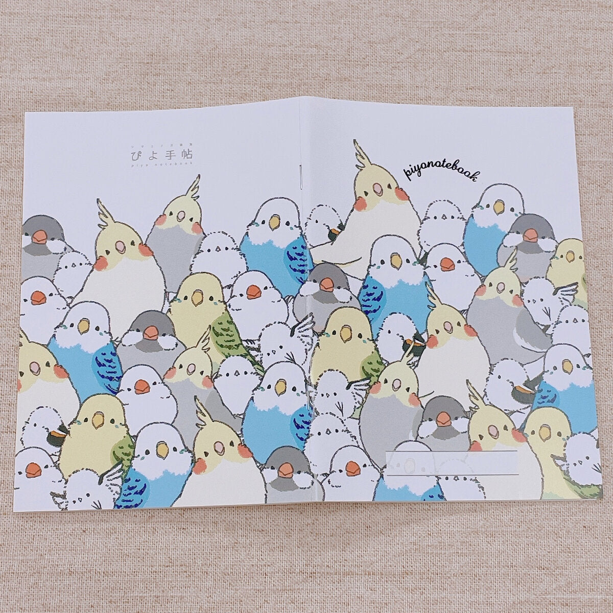 A6サイズノート シマエナガのインコと文鳥がいっぱい セキセイインコ