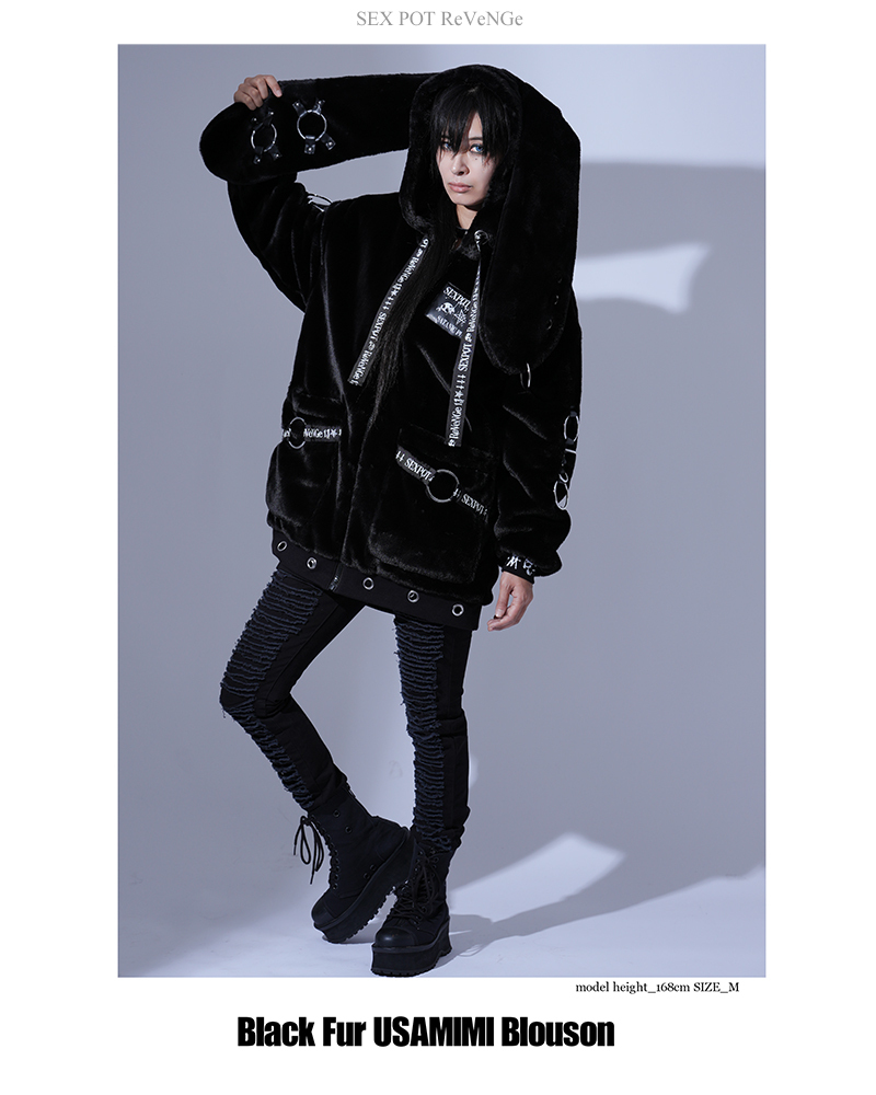 CDJapan : Black Fur Rabbit Ear Blouson (M) SB05137-101 SEX POT