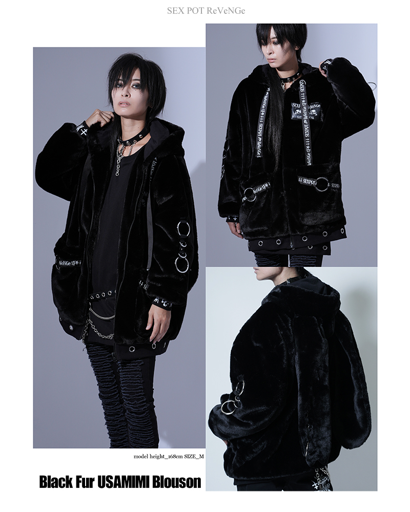CDJapan : Black Fur Rabbit Ear Blouson (M) SB05137-101 SEX POT