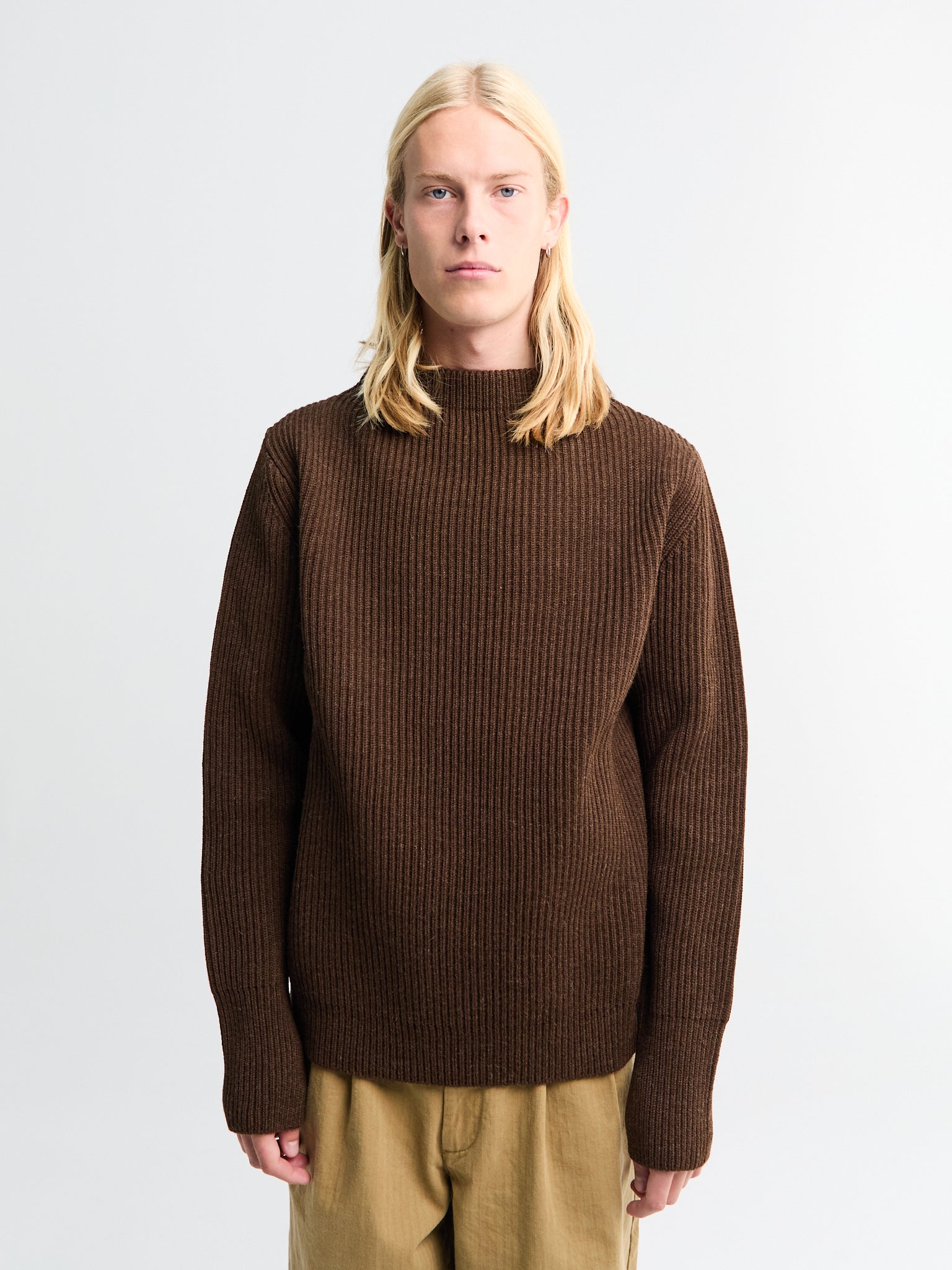 Andersen-Andersen - Navy Crewneck in Natural Brown – Stoy