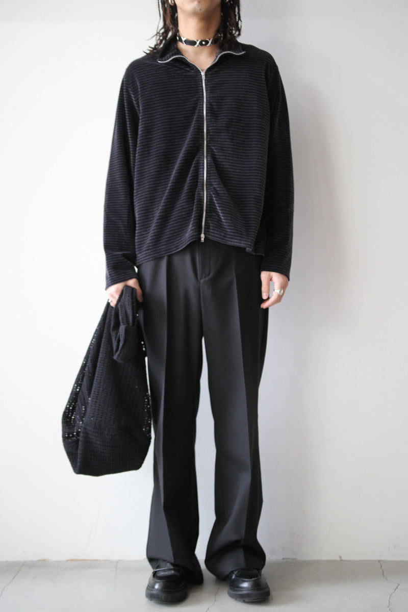 OUR LEGACY | SHRUNKEN FULLZIP POLO / PHANTOM STRIPE VELOUR