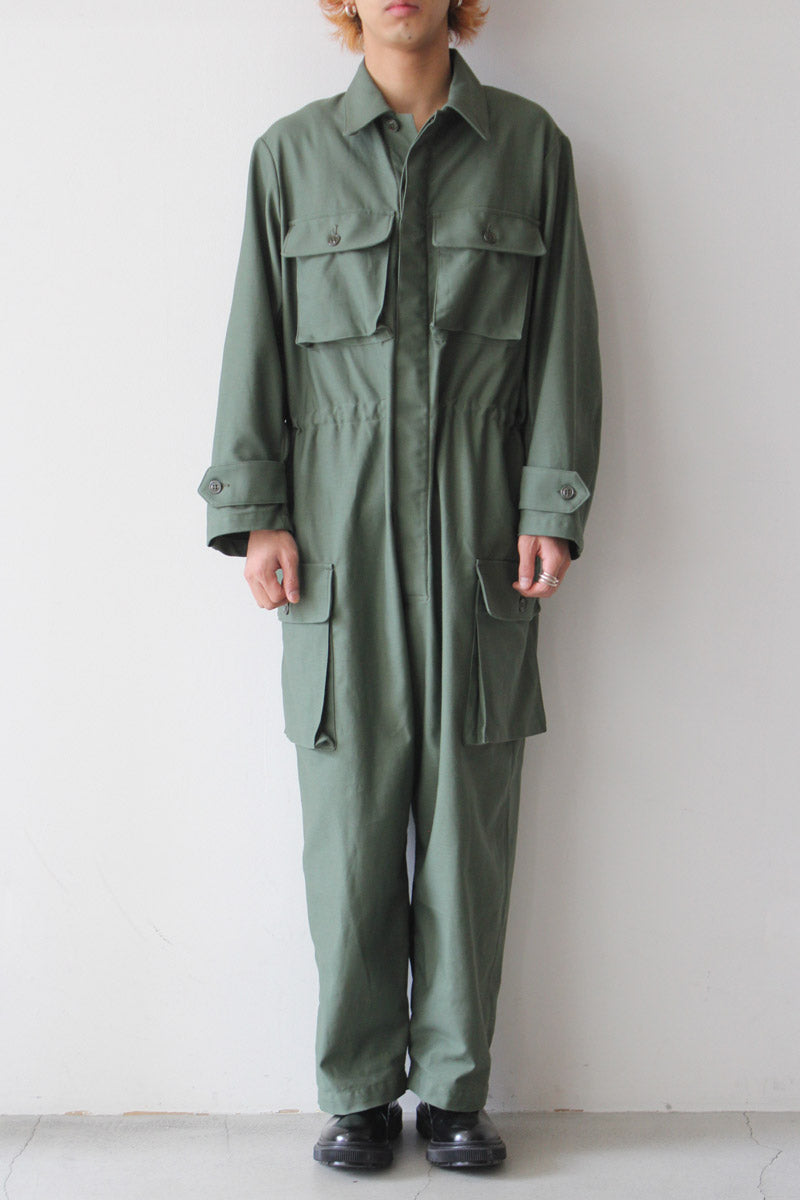 80'S US LAUNDRY JUMPSUIT / OLIVE USコットンジャンプスーツ – STOCK