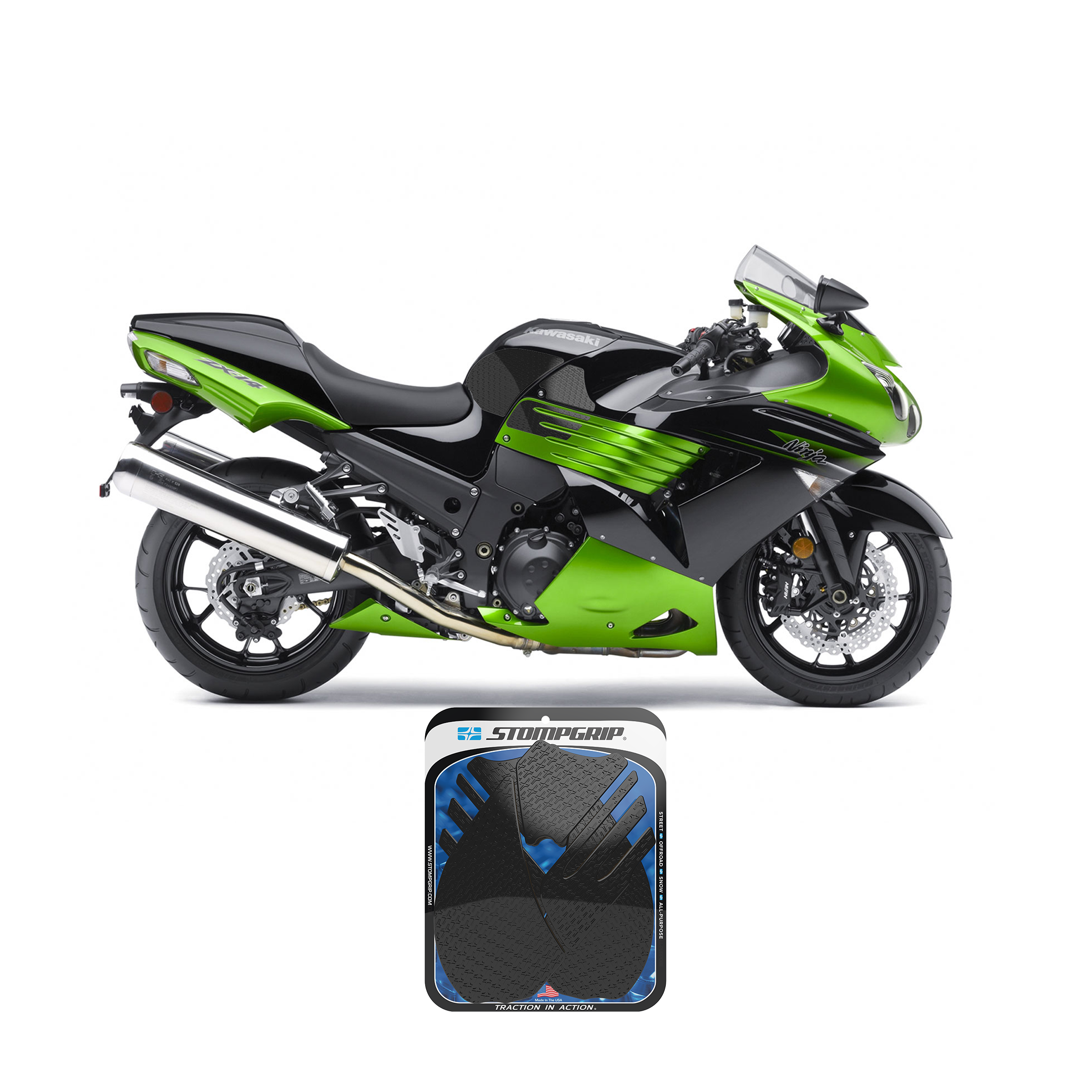 Stompgrip - Kawasaki Ninja ZX-14 / ZZR 1400 ABS 06-11 Tank Grips (0033