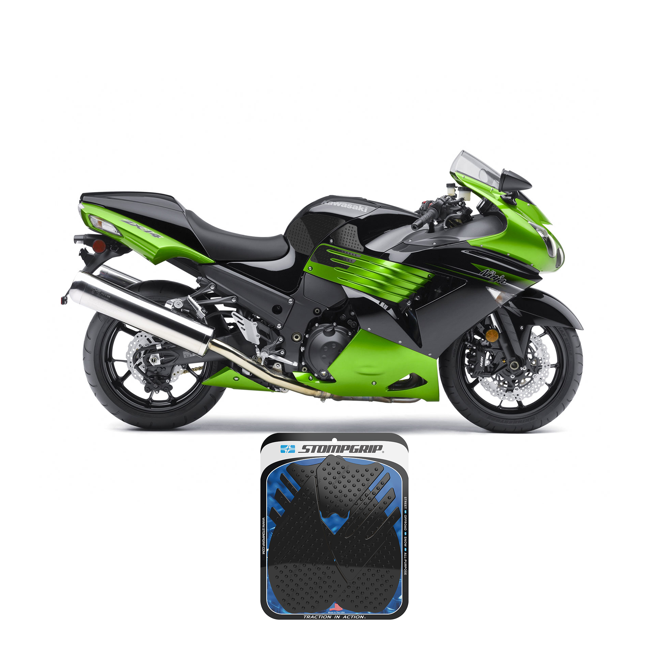 Stompgrip - Kawasaki Ninja ZX-14 / ZZR 1400 ABS 06-11 Tank Grips (0033