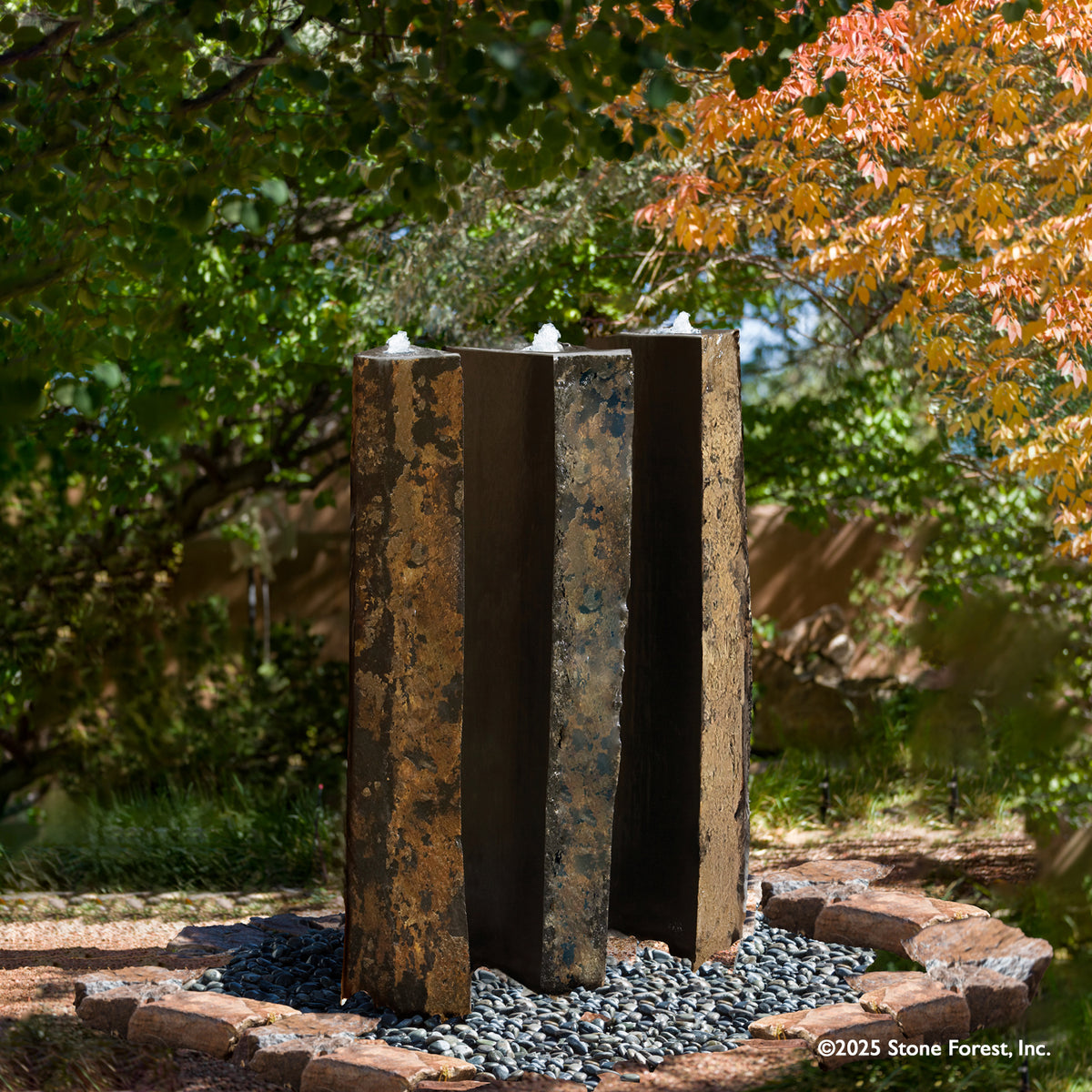 Outdoor fountain: Triple Basalt Fountains (Sets of 3) – Stone Forest