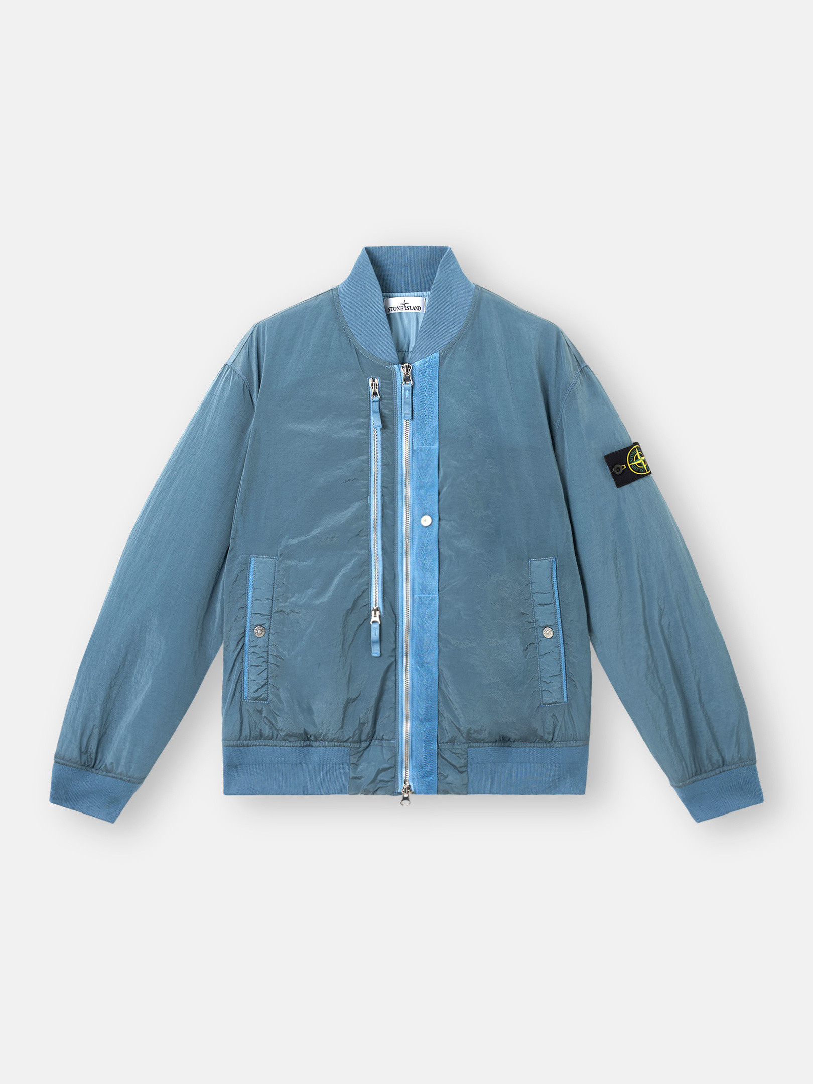 スチールブルー ボンバージャケット 撥水加工＆ファスナー付きポケット