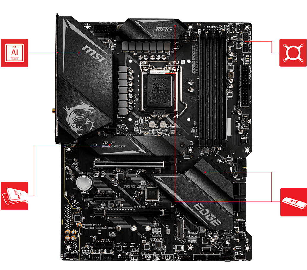 MSI MPG Z490 GAMING EDGE WIFI ATX Gaming Motherboard (10th Gen