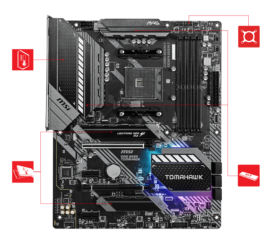 MSI MAG B550 TOMAHAWK AMD AM4 DDR4 CF M.2 USB 3.2 Gen 2 HDMI ATX