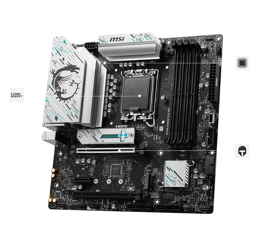 MSI B760M GAMING PLUS WIFI - Intel 14th/13th/12th Gen -12 Phases