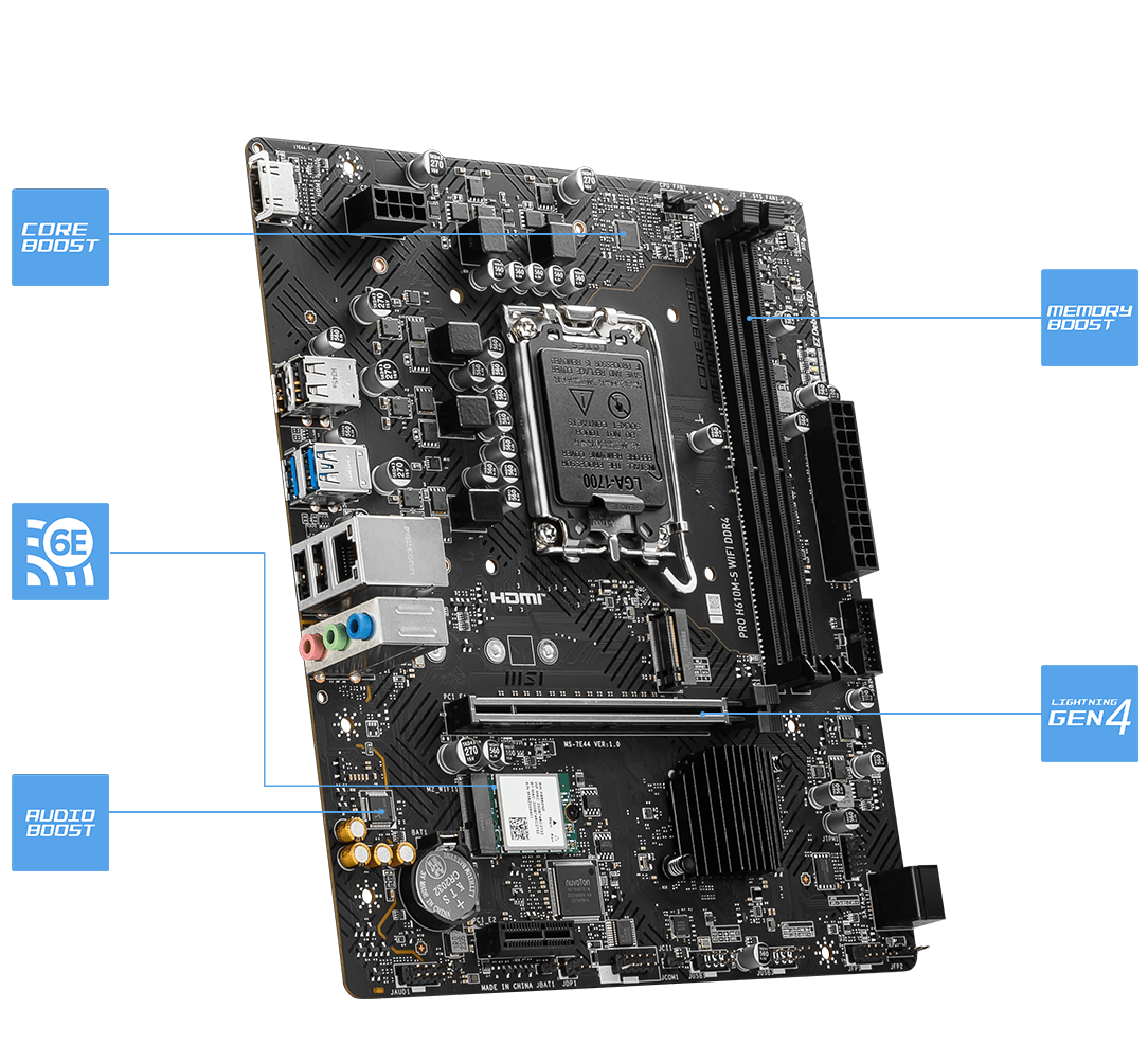 PRO H610M-S WIFI DDR4 Motherboard M-ATX - Intel 14th & 13th & 12th