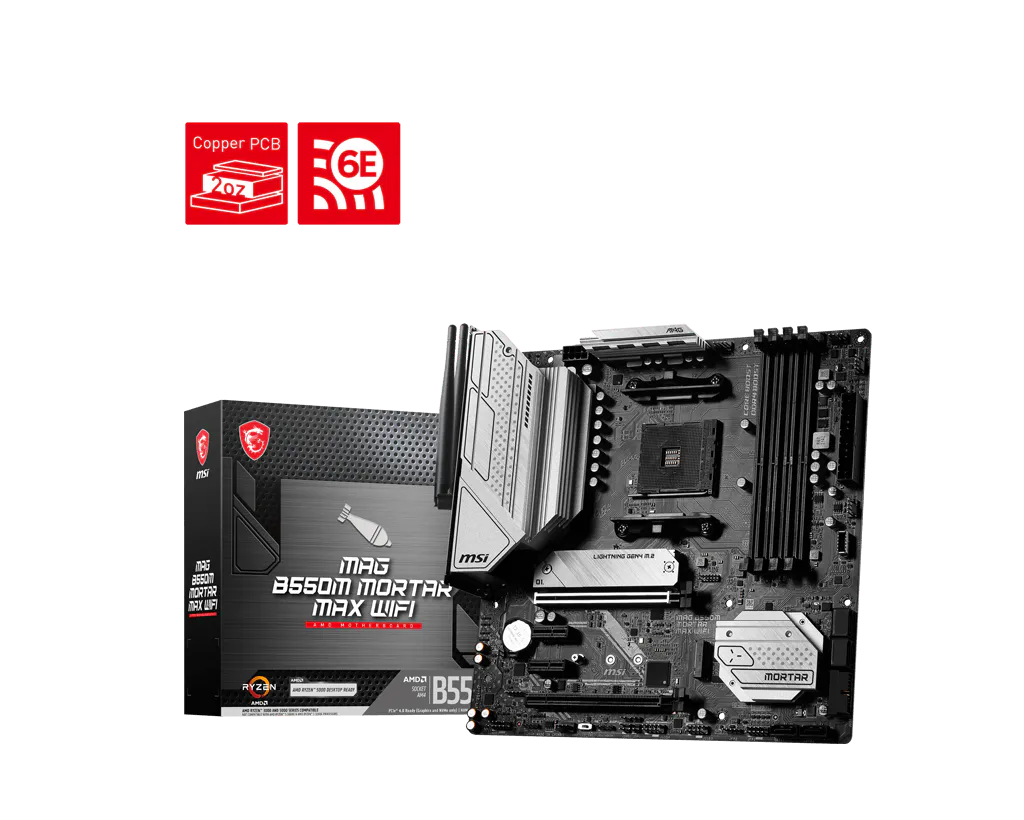 MSI MAG B550M MORTAR MAX WIFI AMD AM4 DDR4 Lightning Gen 4 M.2