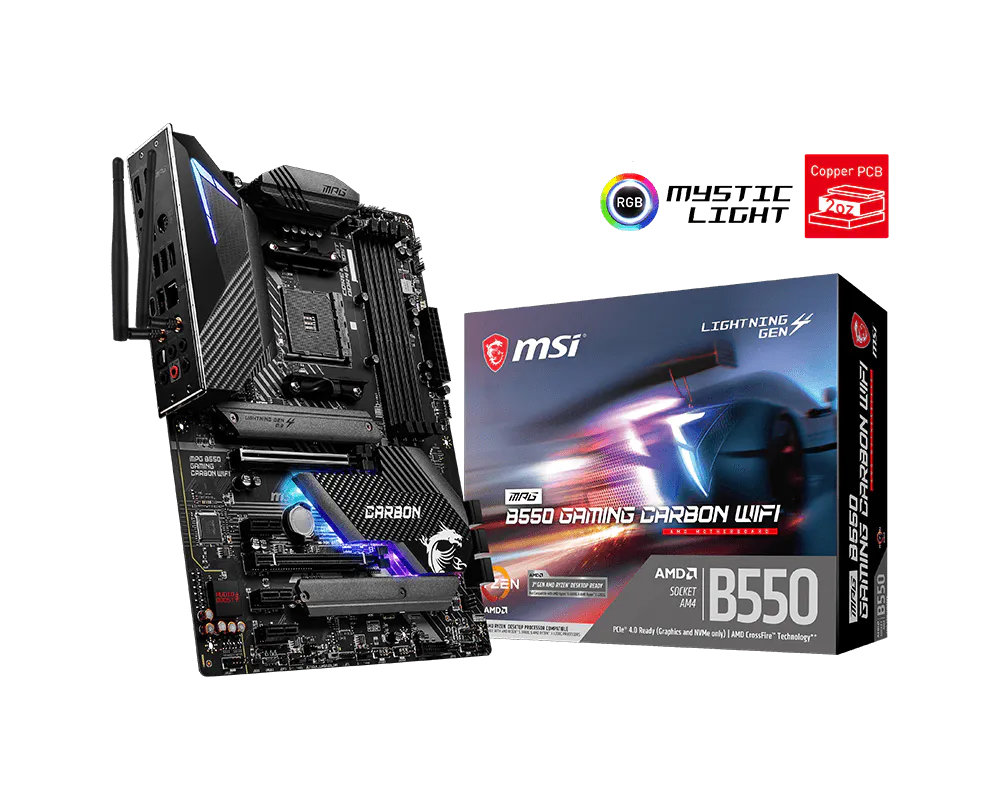 MSI MPG B550 GAMING CARBON WIFI AMD AM4 DDR4 CF M.2 USB 3.2 Gen 2