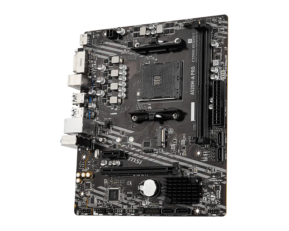 MSI A520M-A PRO Motherboard (AMD Ryzen 3000 3rd Gen AM4, DDR4, M.2