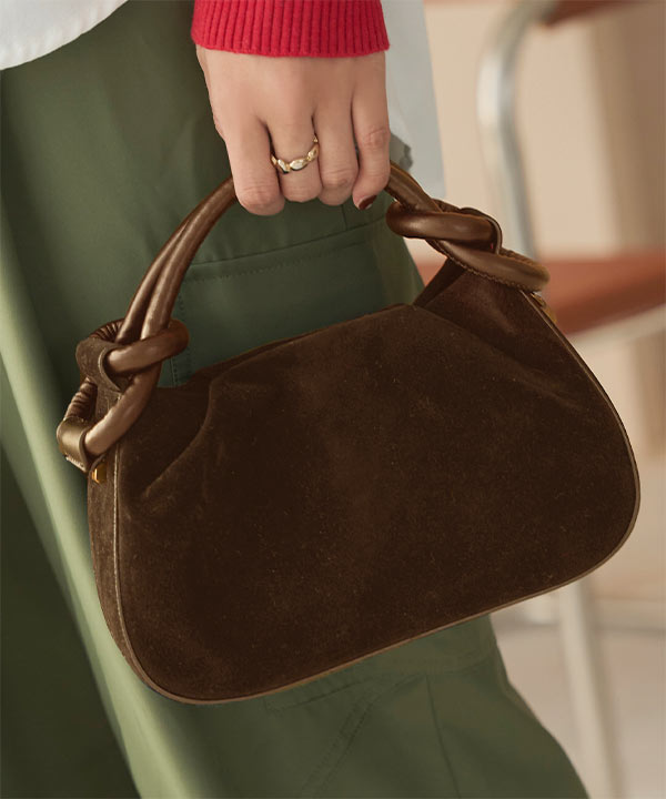 ショルダーベルト付きスエードタッチバッグ [B1648] - レディース