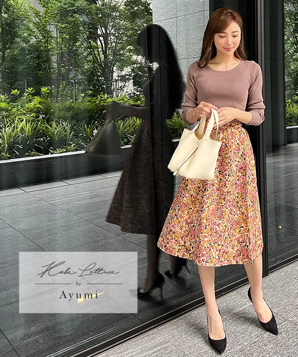 岡部あゆみさんコラボ ］選べる2丈フラワージャガードスカート [M3718