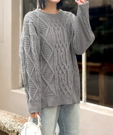 ざっくりケーブルニットプルオーバー [N1150] | SALE！ - レディース