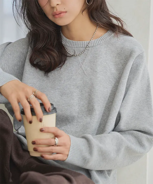 スウェットライクニットトップス [N1210] - レディースファッション