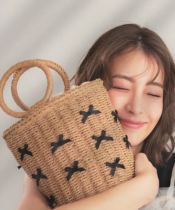 リボン付きカゴバッグ [B1575] - レディースファッション通販 神戸