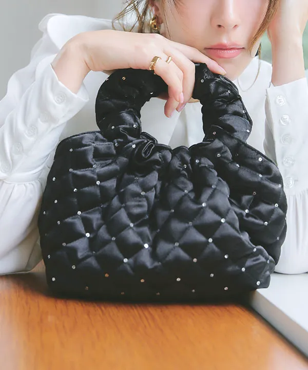 キラキラドットサテンキルティングミニバッグ [B1577] - レディース