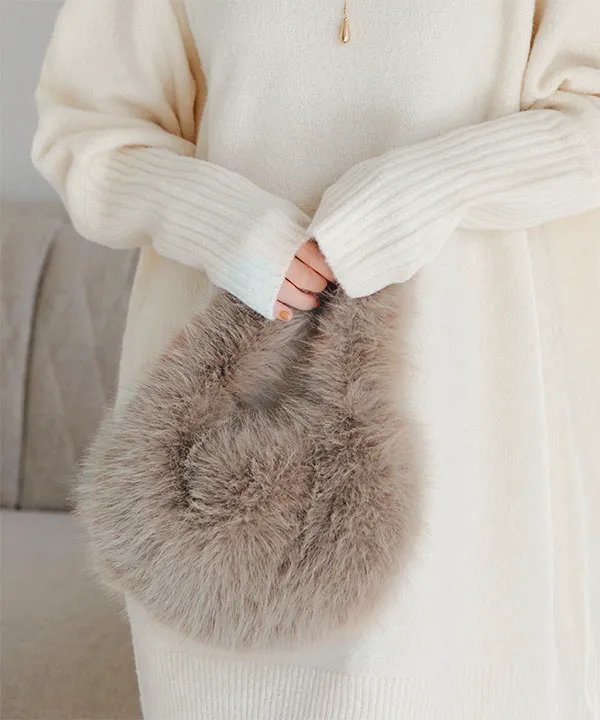 チェーンショルダー付きファーバッグ [B1596] - レディース