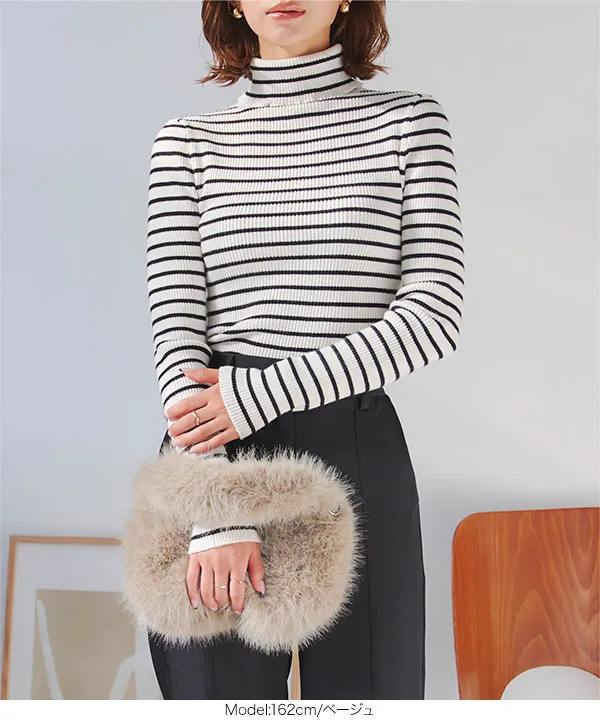 チェーンショルダー付きファーバッグ [B1596] - レディース