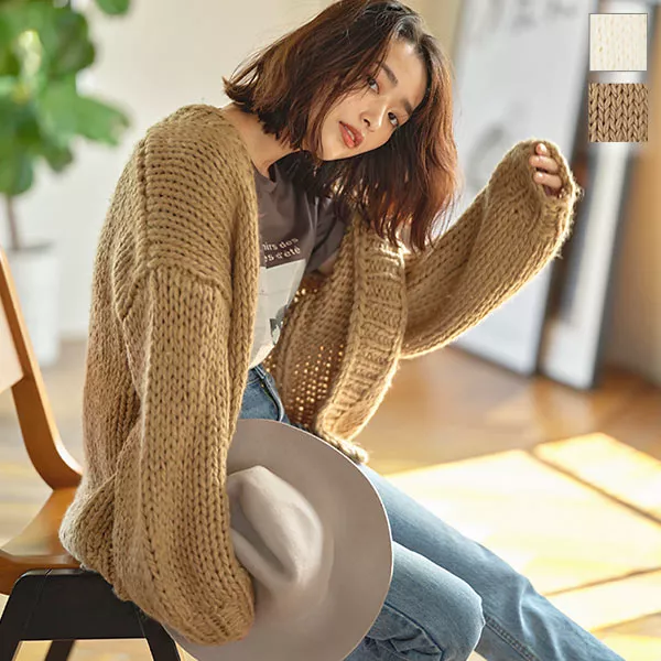 ハンドメイドローゲージニットカーディガン [C4836] - レディース