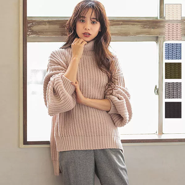 もこもこローゲージタートルニット [C4981] - レディースファッション