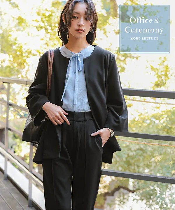 セレモニー ] [ ストレッチ × ノーアイロン ] 選べる4サイズ 細見え