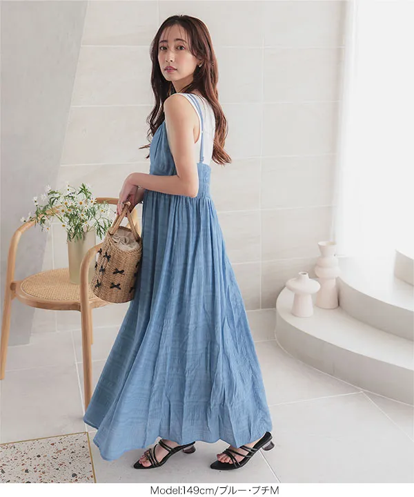 プチレタス ] ビスチェ風ダブルストラップキャミワンピース [E3362