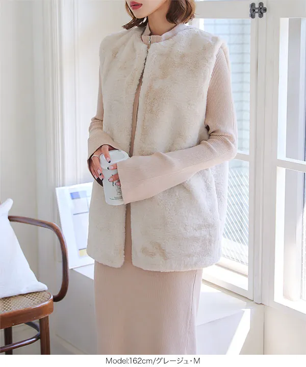 フレアスリーブハーフジップニットワンピース [E3406] | SALE