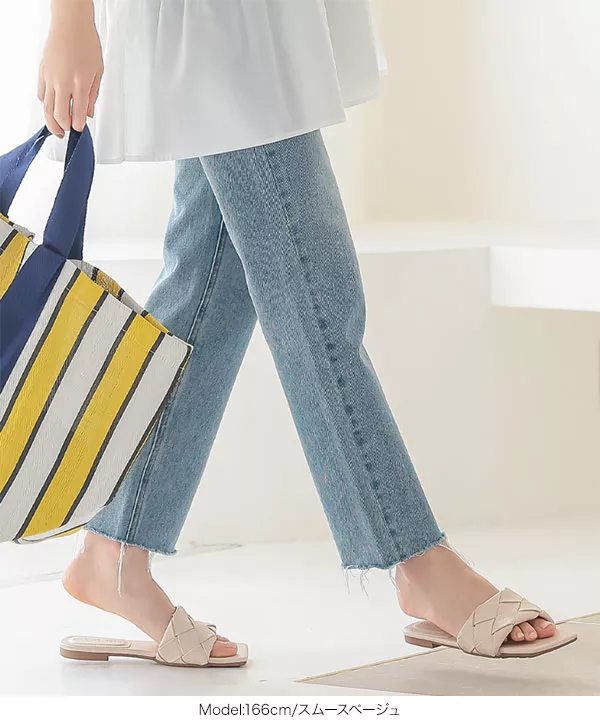 編み込みベルトフラットサンダル [I2313] - レディースファッション