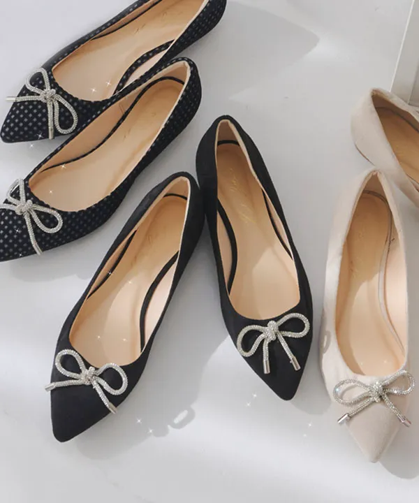 リボンビジューフラットパンプス [I2634] - レディースファッション