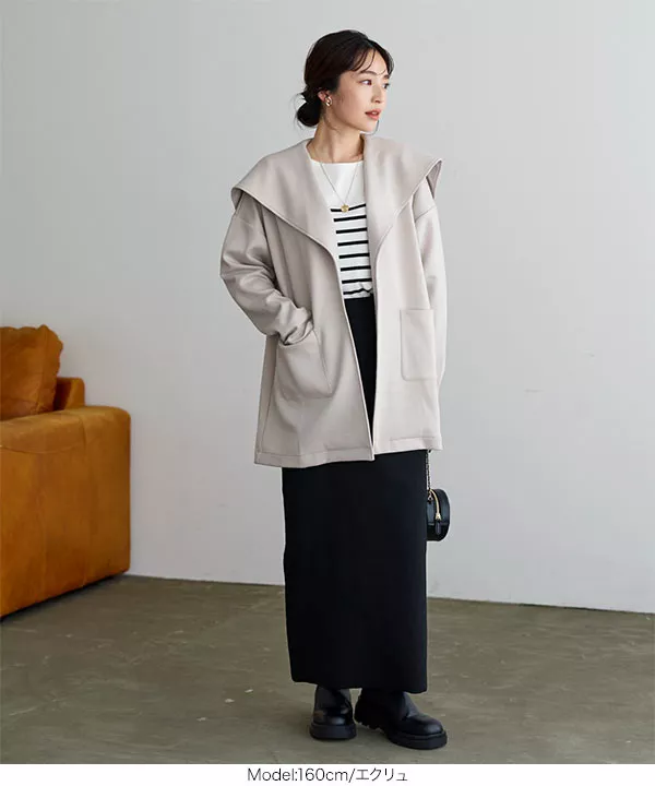ダンボールセーラーカラーコート [K1158] - レディースファッション