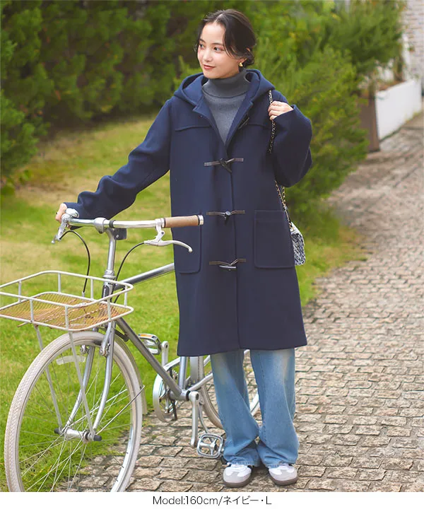 M L ] ストレッチダッフルコート [K1311] - レディースファッション