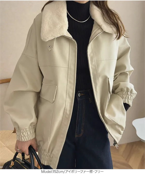 フェイクレザージップアップブルゾン [K1326] - レディース