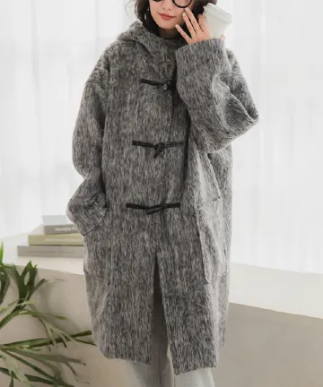 シャギーロングダッフルコート[K1346] - レディースファッション通販